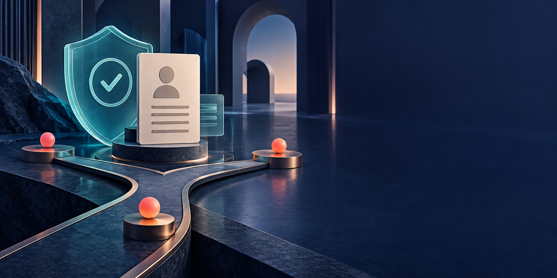 Abstract verification route with document and shield